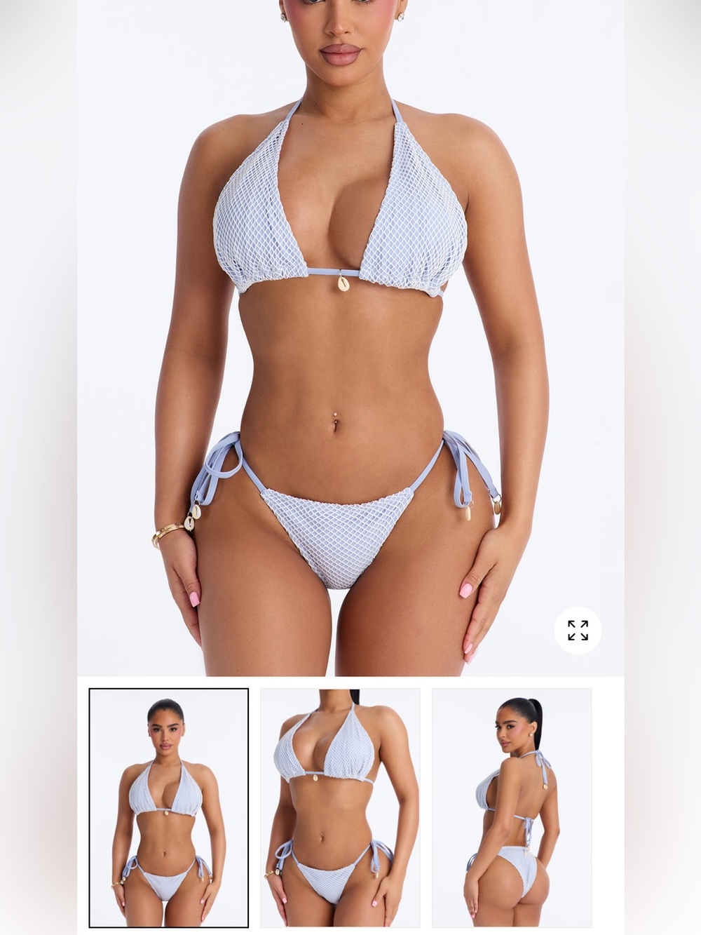 2/60$🔥Textured Light Blue Tie-Side Bikini Set - Women Swim
